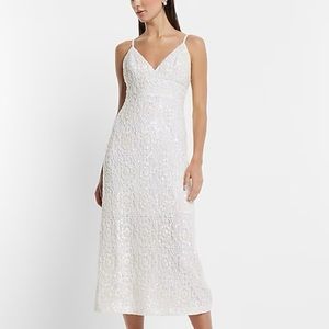Ivory Sequin Embellished Midi Dress Express 0 NWT